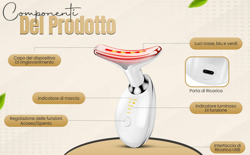 Kepsa Massaggiatore Facciale EMS Antirughe